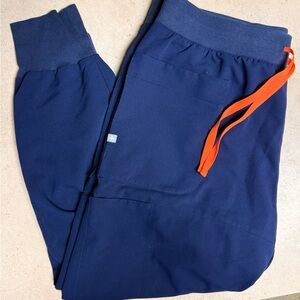 Figs Navy Blue Joggers with Orange Drawstring